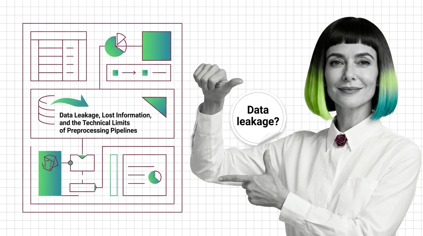 Diagram of how data leakage inflates validation accuracy when preprocessing runs before the train-test split