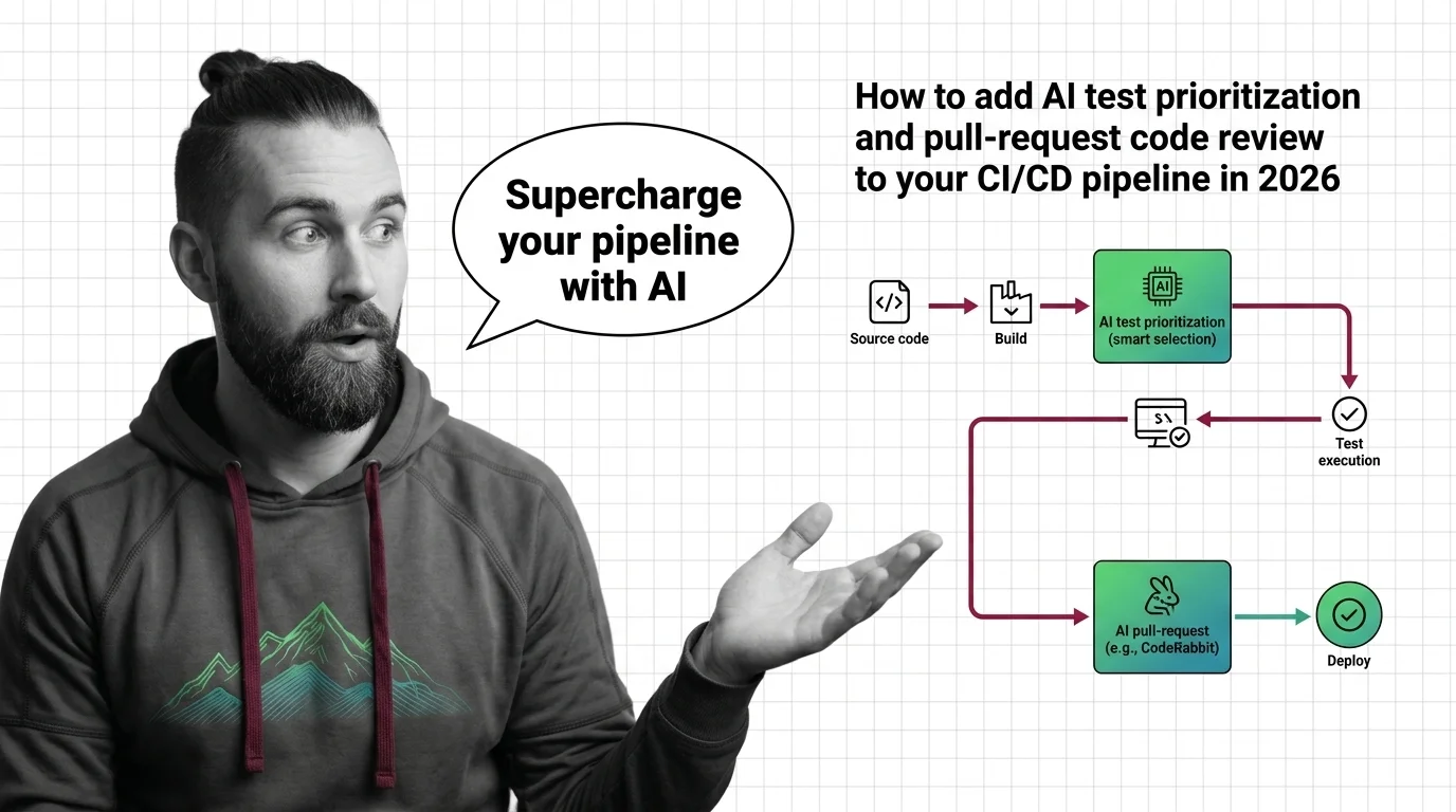 AI agents reviewing pull requests and prioritizing tests inside a CI/CD pipeline