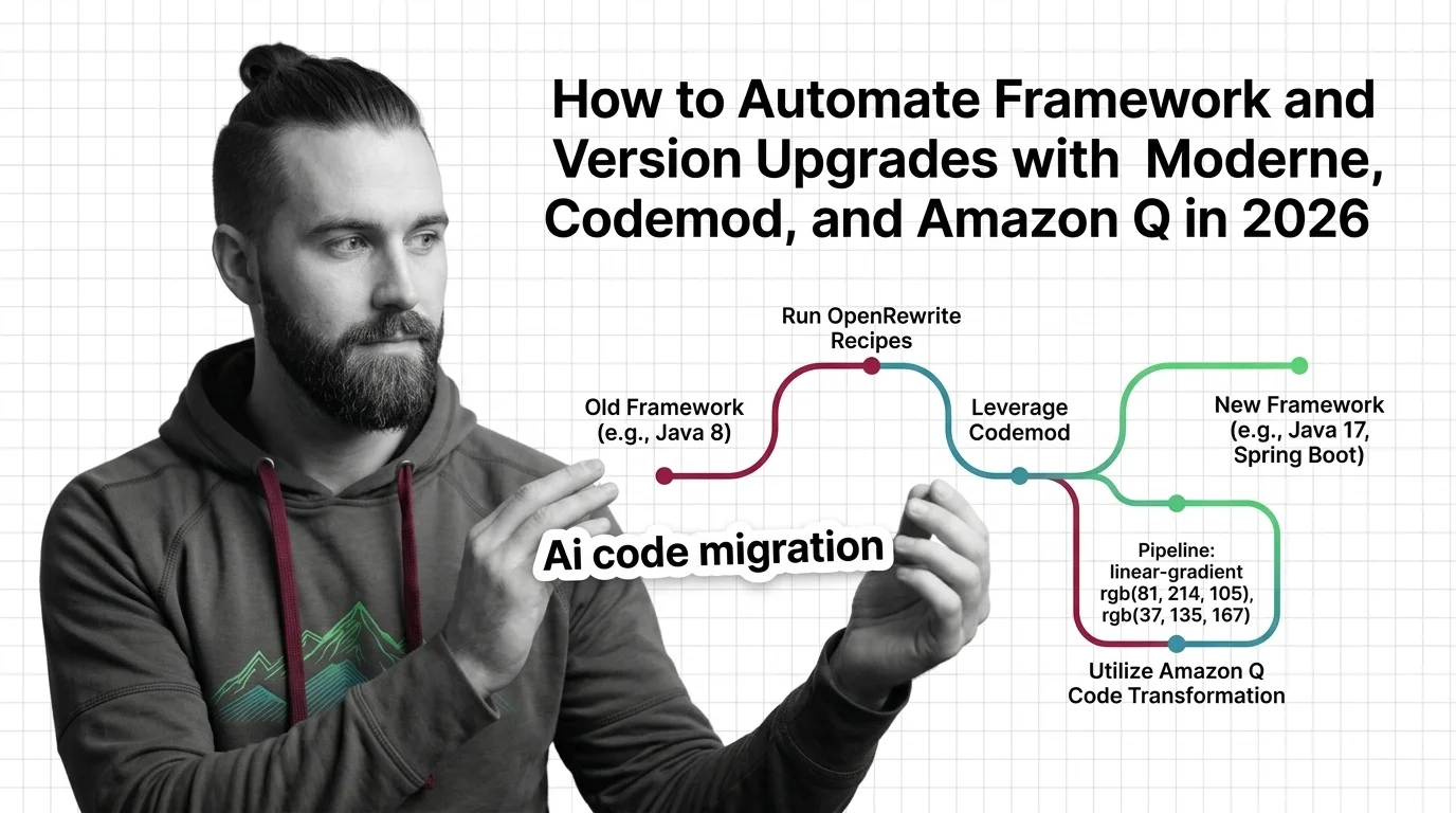 Three-engine code migration pipeline routing JVM, JavaScript, and Java version upgrades into automated AST recipes.