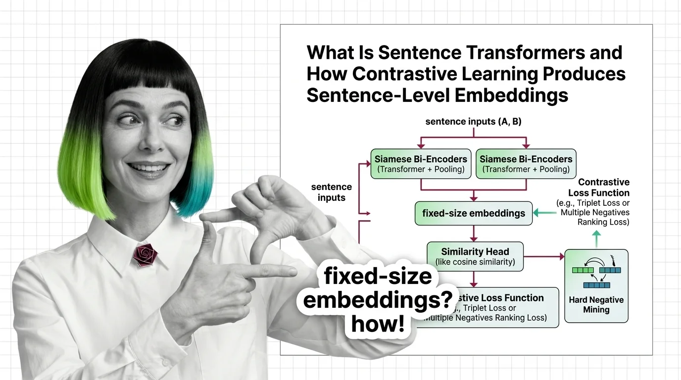 Geometric visualization of sentence vectors converging in embedding space through contrastive learning