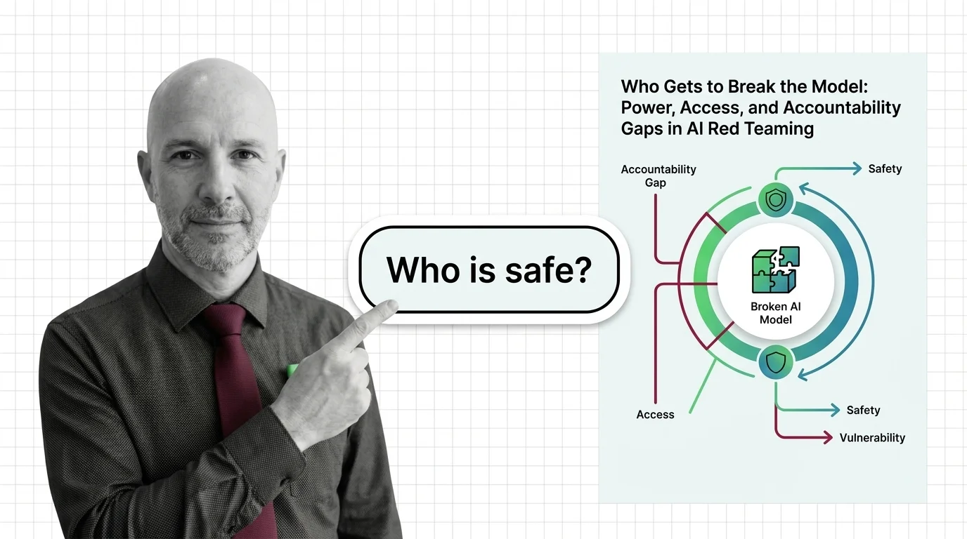 Silhouetted figures standing before a locked vault door representing restricted access to AI safety testing